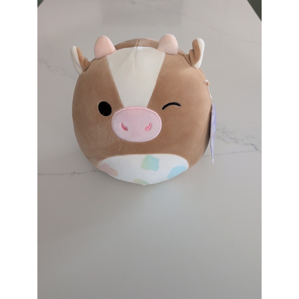 Squishmallows 7.5" Griella Brown Rainbow Spot Cow Release 2022 Kellytoy